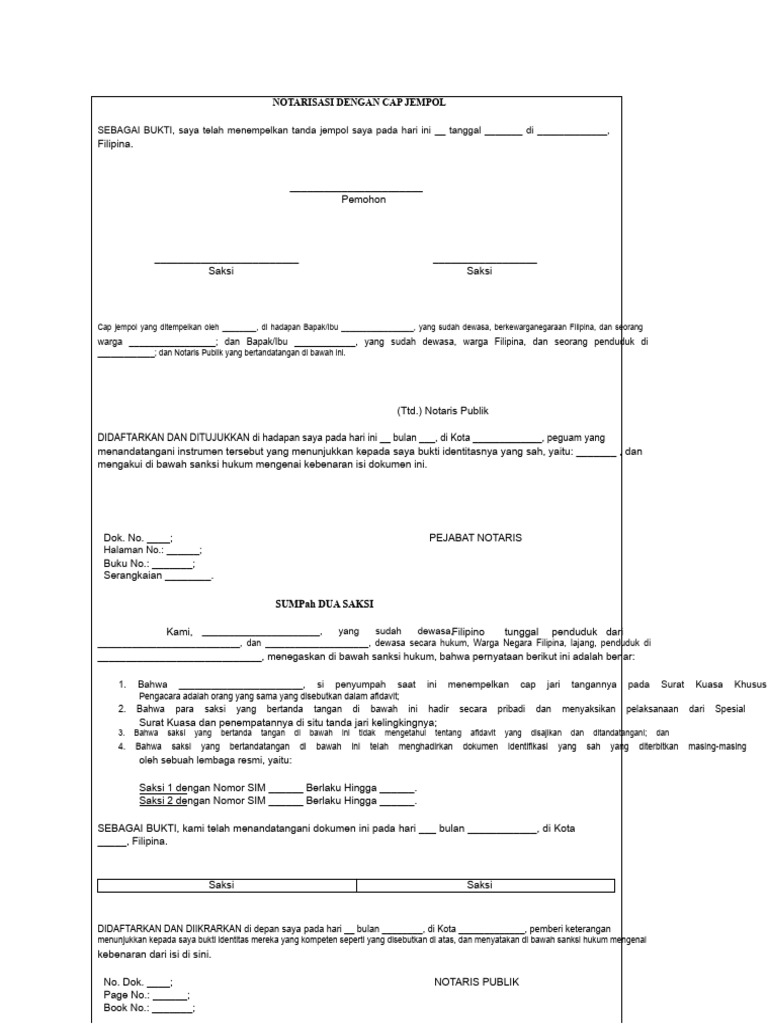 Notarisasi Cap Jempol di Filipina | PDF