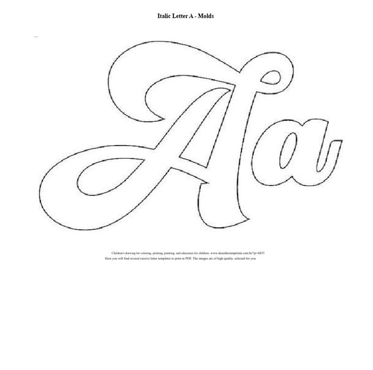 Cursive Letter A-M Coloring Templates | PDF