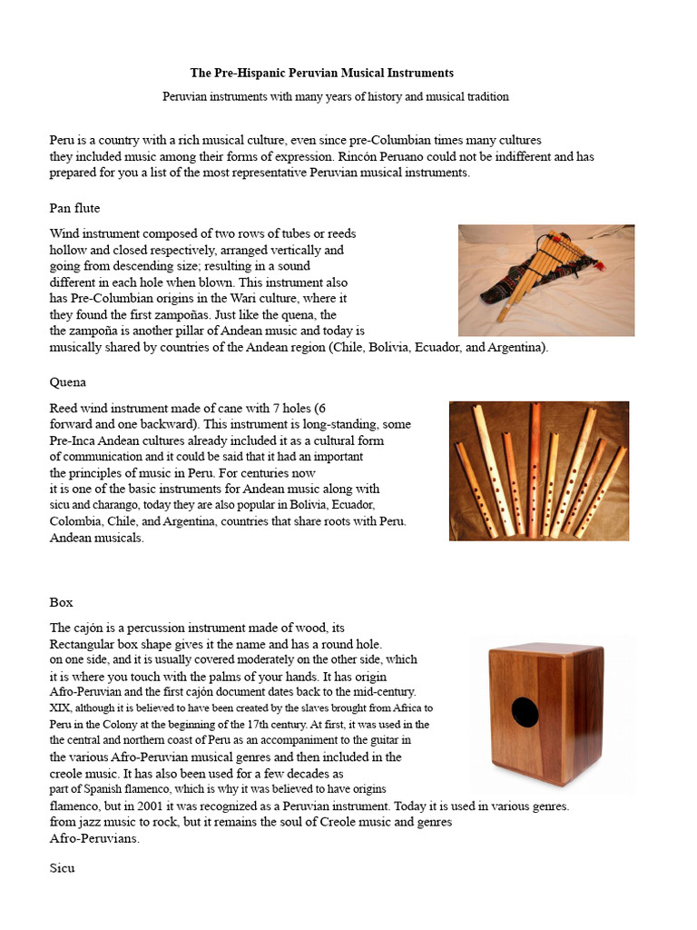 Pre-Hispanic Peruvian Musical Instruments | PDF | Peru | Musical ...
