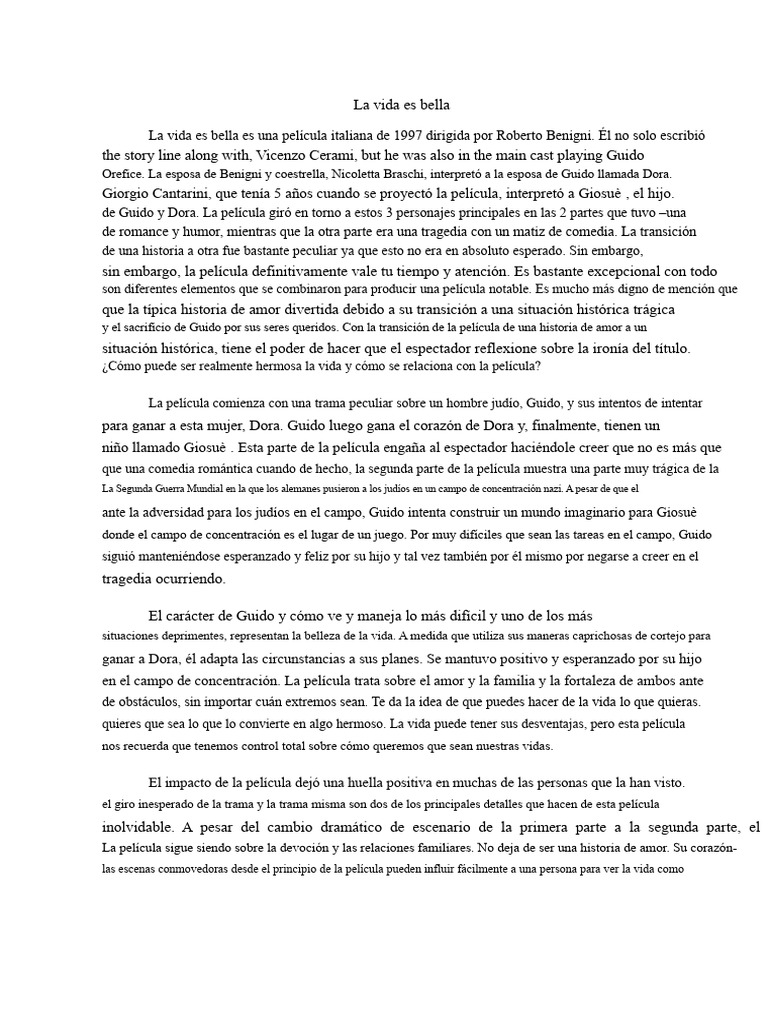 Análisis de La Película La Vida