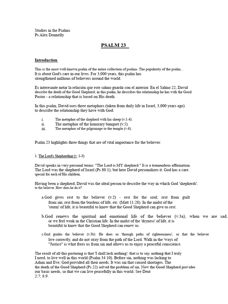 Psalm 23 (study) | PDF | Shepherd | God In Christianity