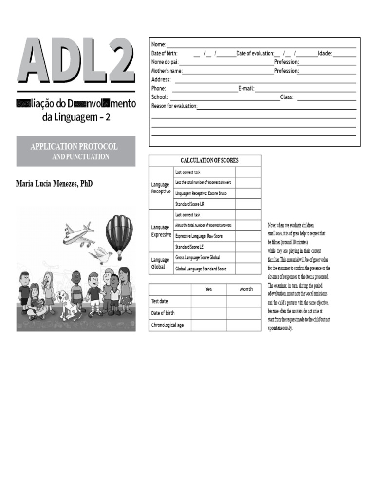 ADL2 Protocol 5 Years and 6 Months To 5 Years and 11 Months | PDF ...