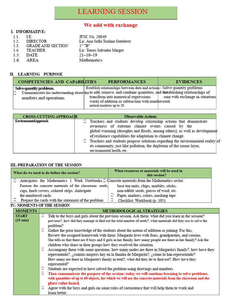 MATE SESSION Sums With Exchange | PDF | Climate Change