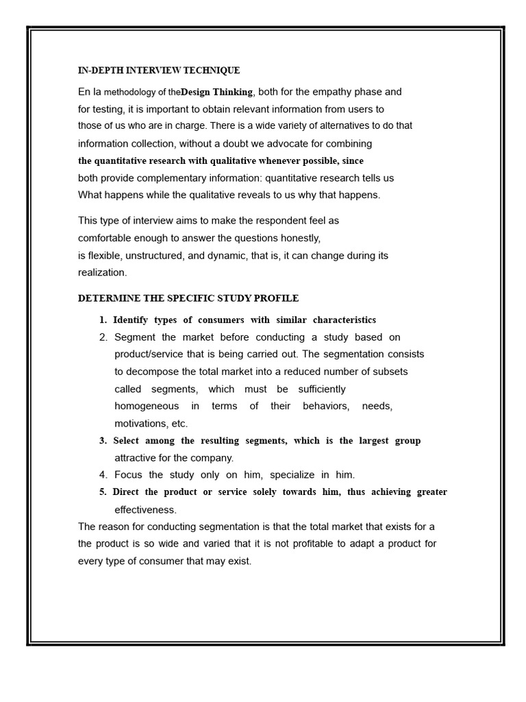 In-Depth Interview Technique | PDF | Methodology | Interview