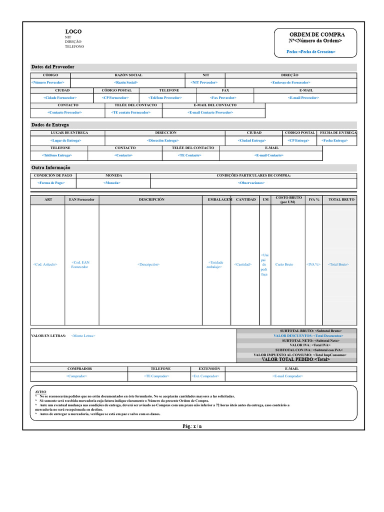 Formato de Ordem de Compra | PDF