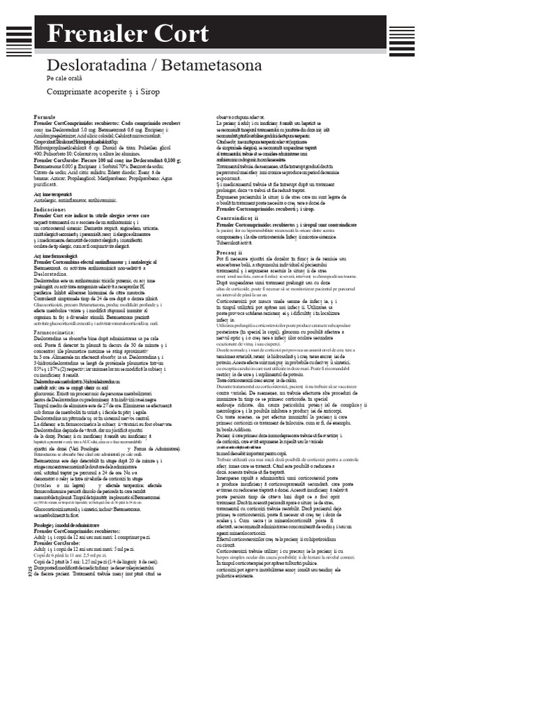 Frenaler Cort Sirop Comprimate | PDF