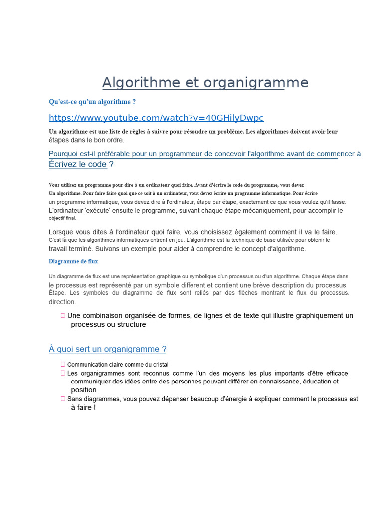 Comprendre algorithmes et organigrammes | PDF | Programme informatique ...