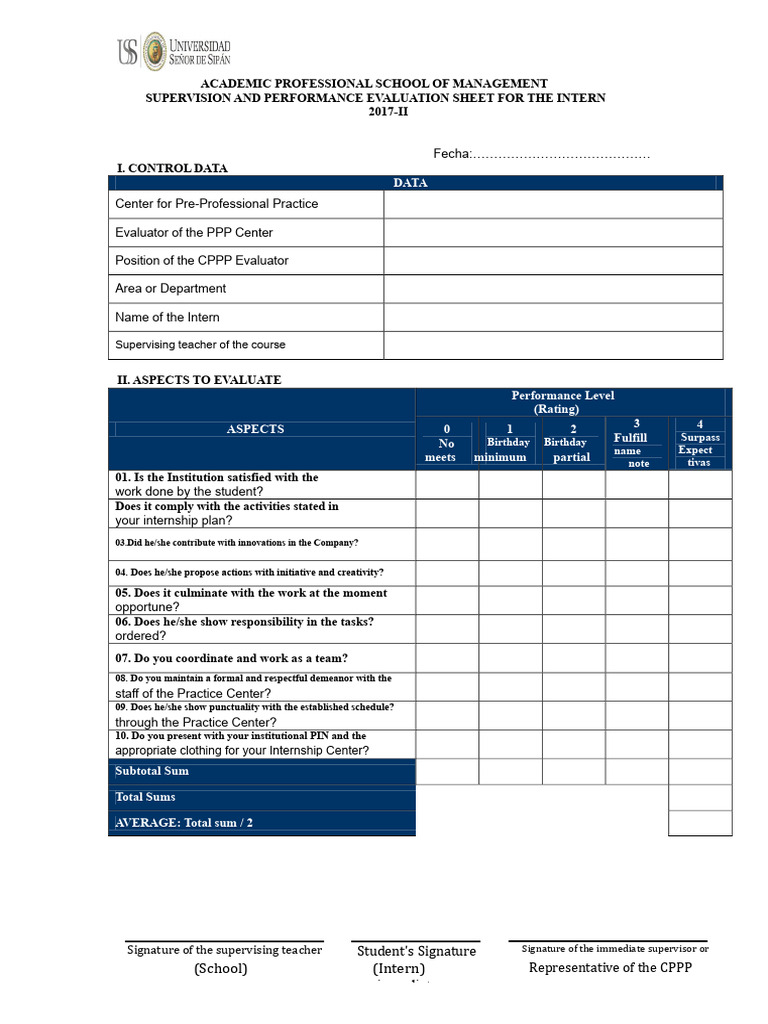 Supervision and Performance Evaluation Sheet | PDF