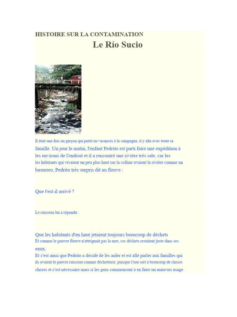 La transformation d'une rivière polluée | PDF | Rivière | Décharge (déchet)