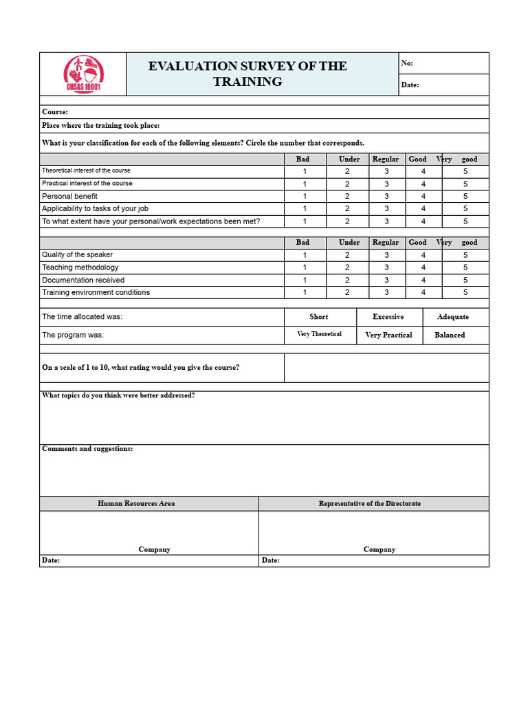 Training Evaluation Survey Template | PDF | Evaluation