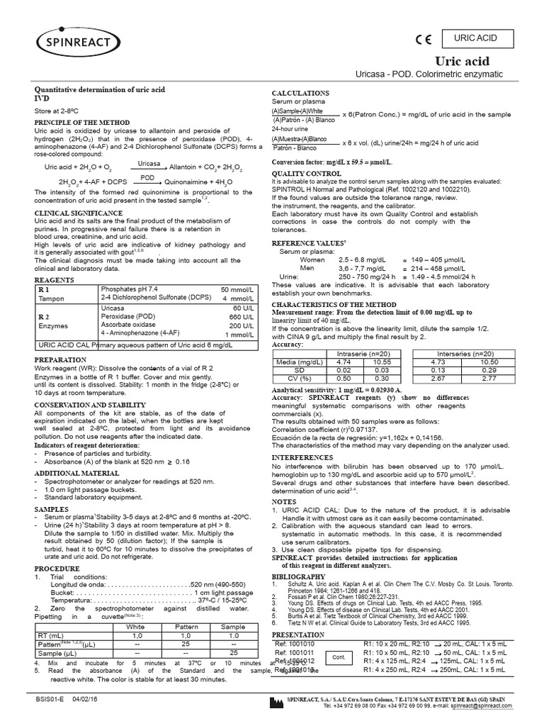 Uric Acid Quantification Method | PDF | Creatinine | Kidney