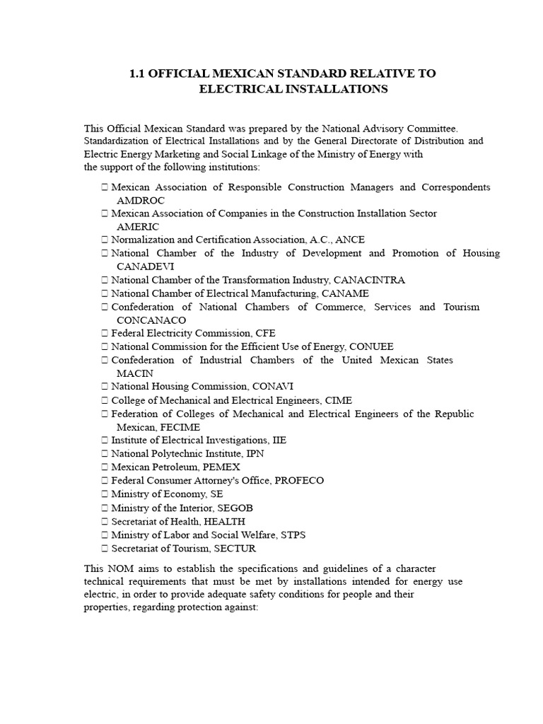 Mexican Electrical Installations Standard | PDF | Pipe (Fluid ...