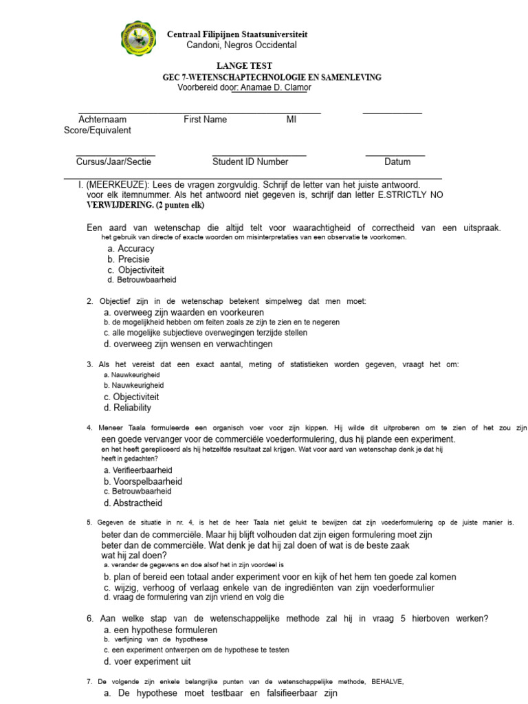 Gec 7 Lang Test | PDF