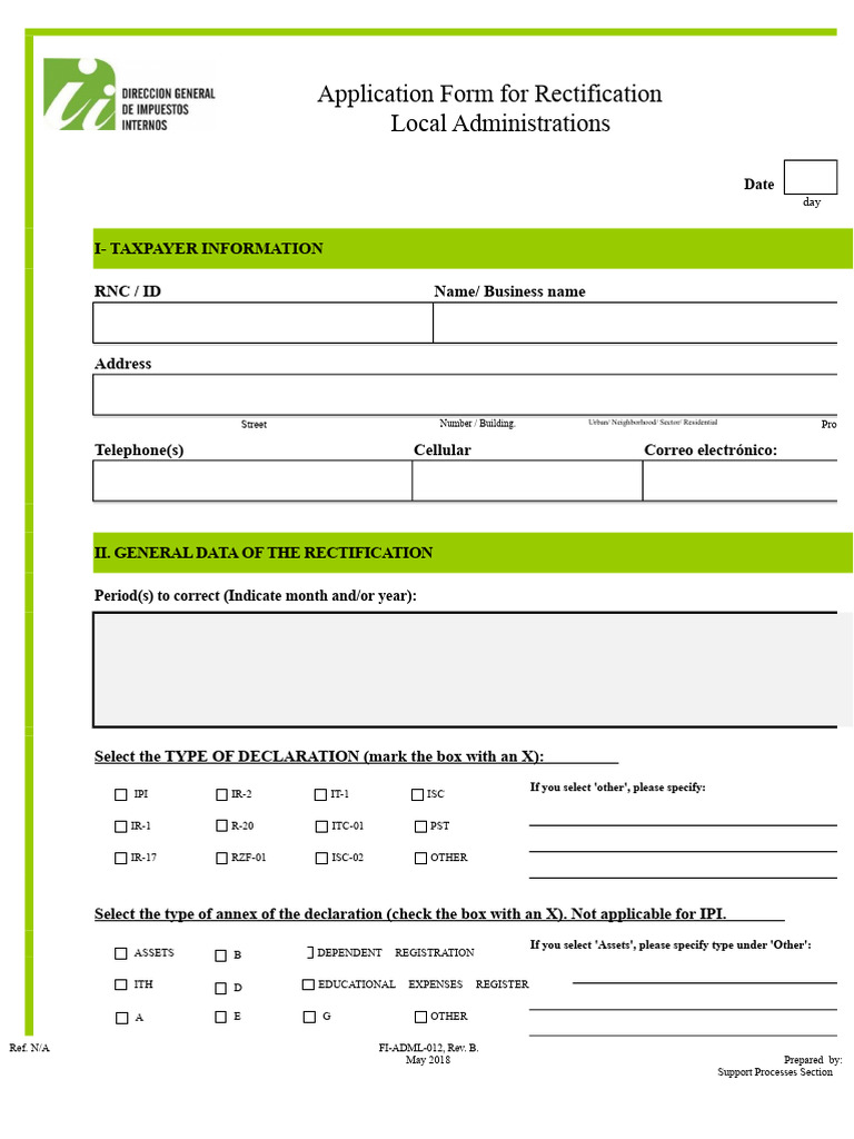 Tax Rectification Application Form | PDF | Taxes | Government Finances