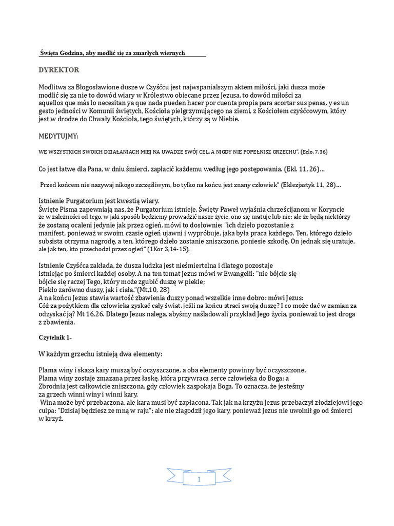 Godzina wi ta Aby Prosi Za Wiernych Zmar ych PDF