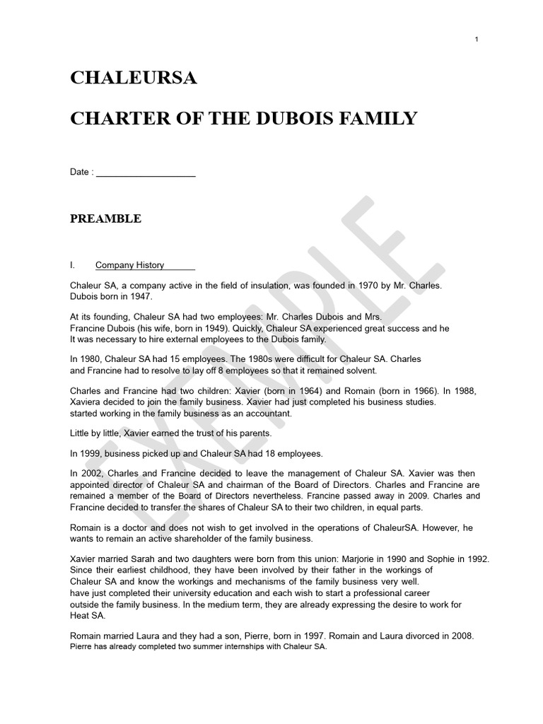Family Charter Example | PDF | Mediation | Board Of Directors