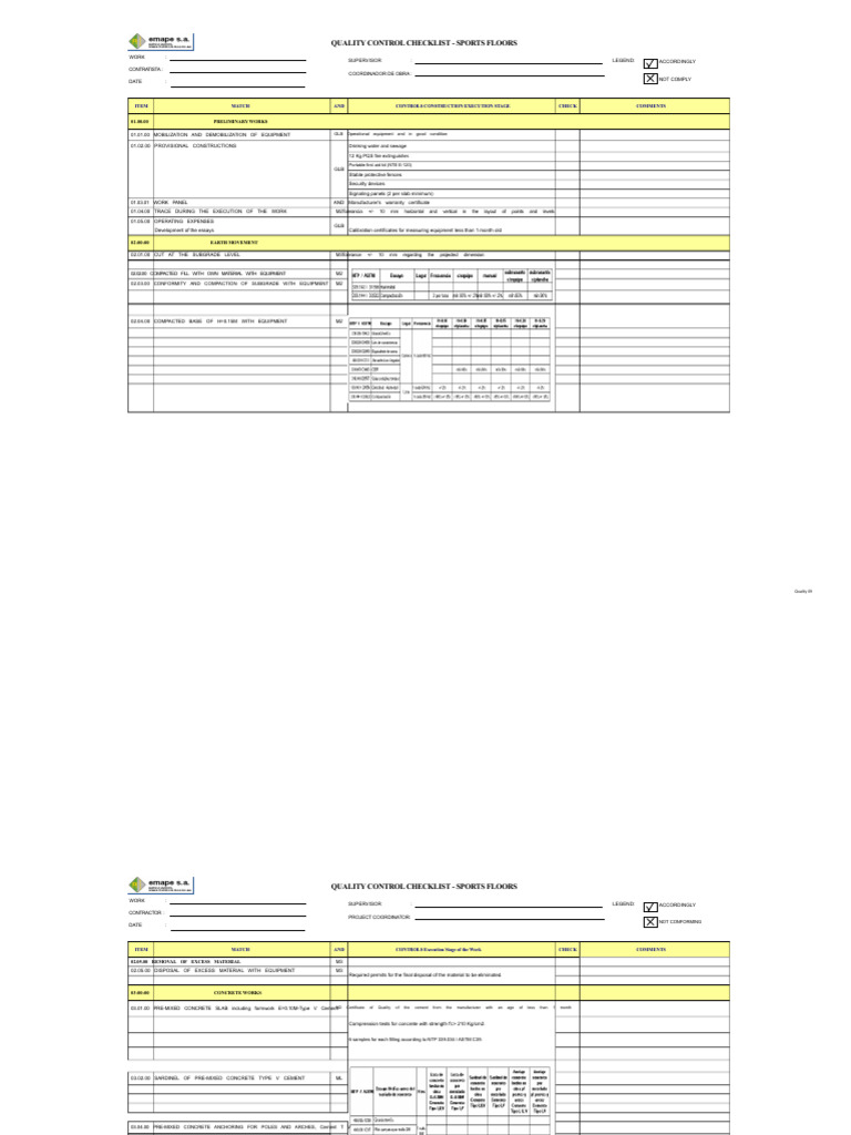 Quality Control Checklist El Agustino Slab | PDF | Concrete | Cement