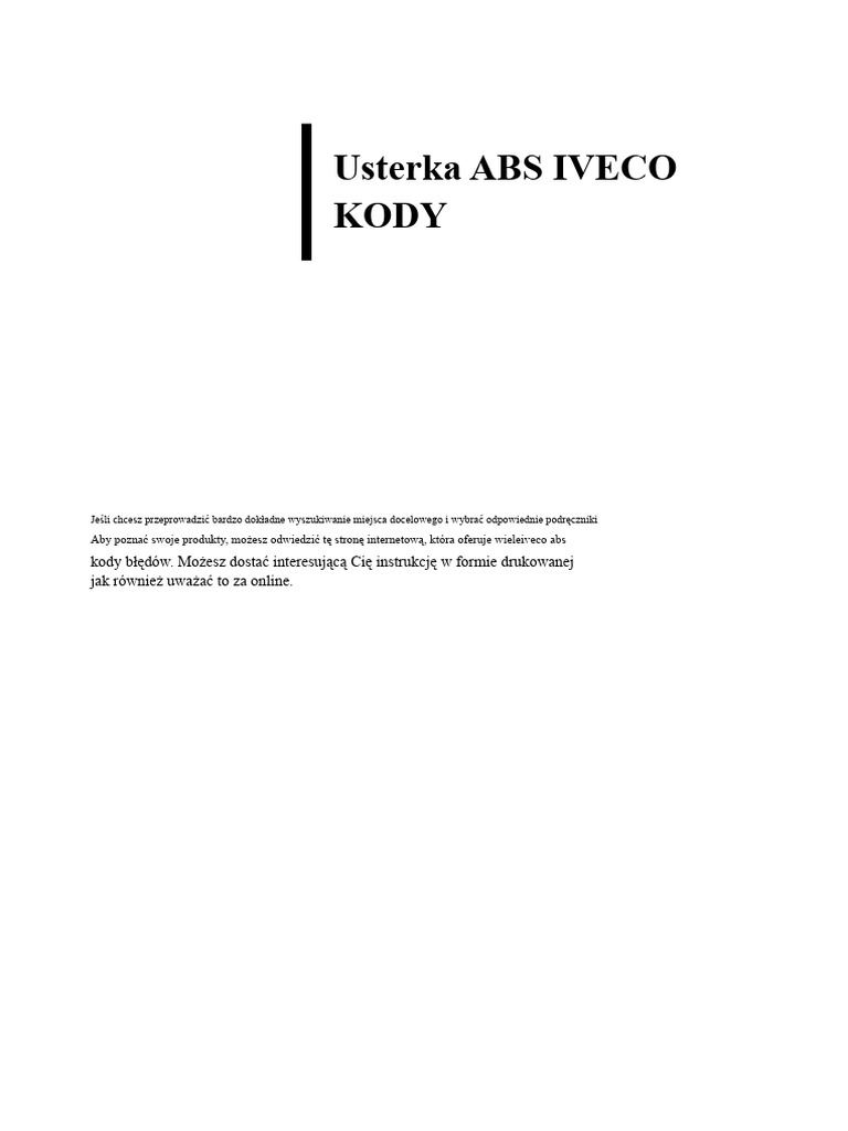 Iveco Kody Błędów Abs PDF | PDF