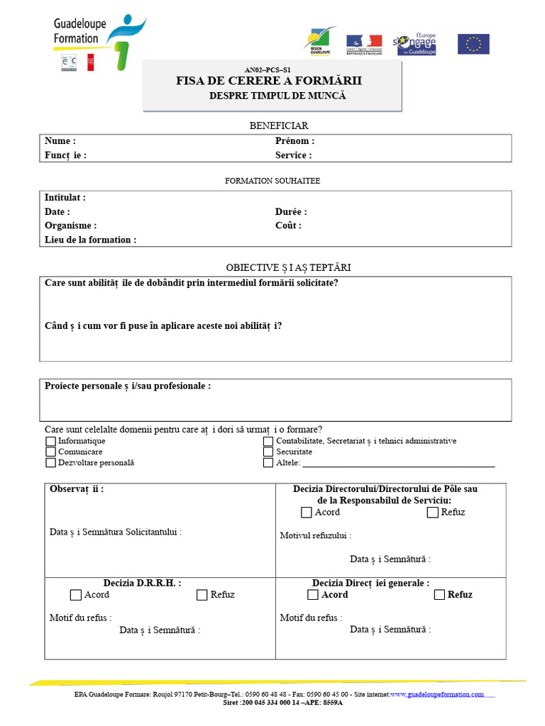 Formular Cerere de Formare | PDF