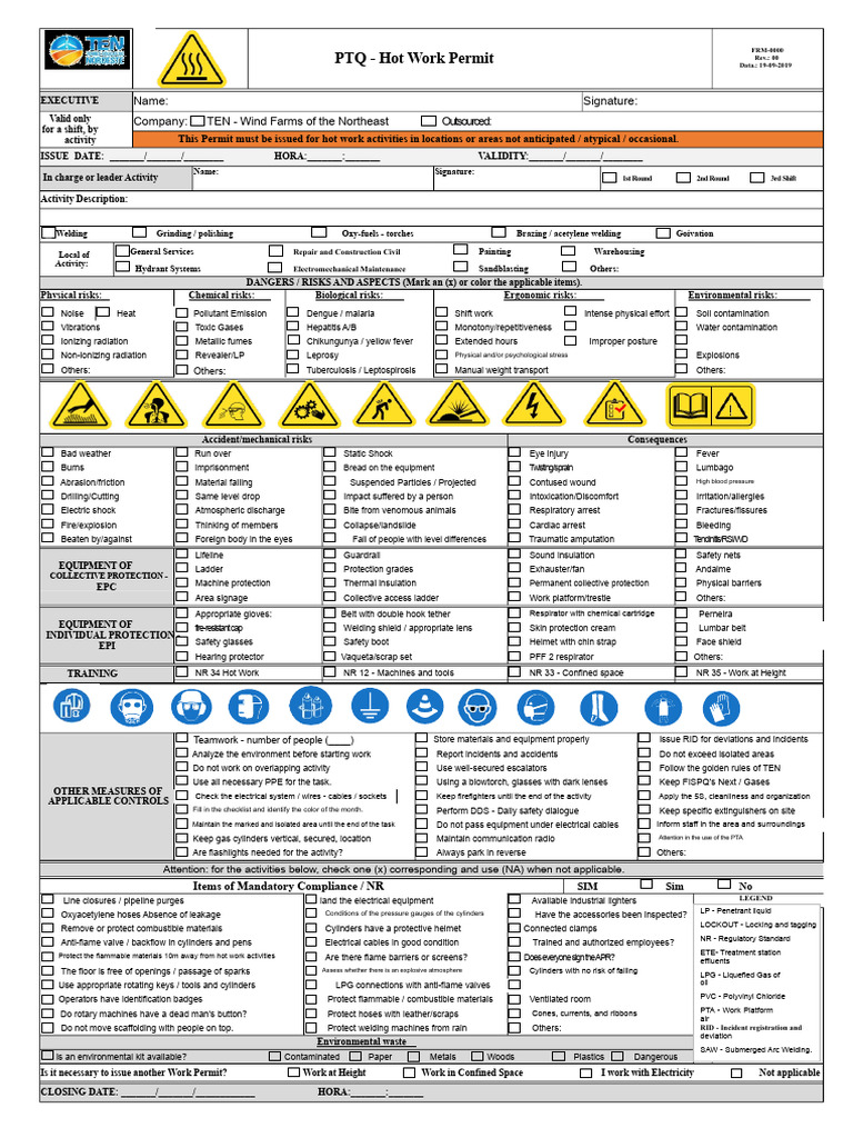 PTQ Hot Work Permit | PDF | Welding | Construction