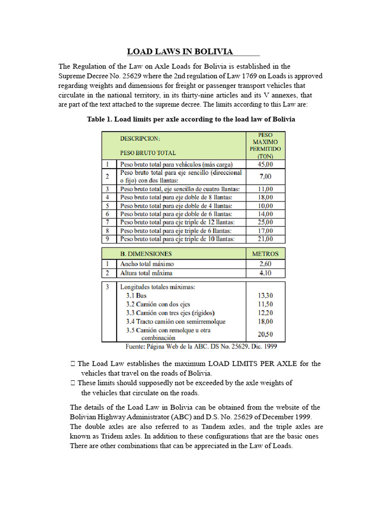 Load Laws in Bolivia | PDF