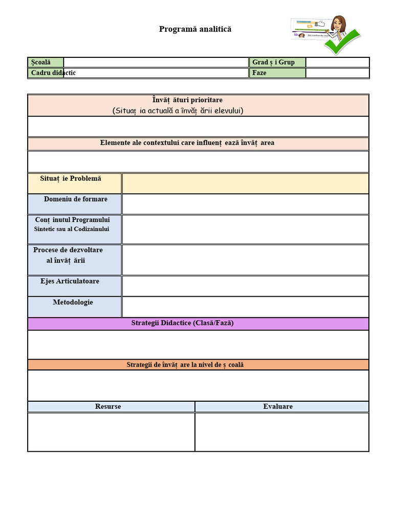 Format Program Analitic | PDF