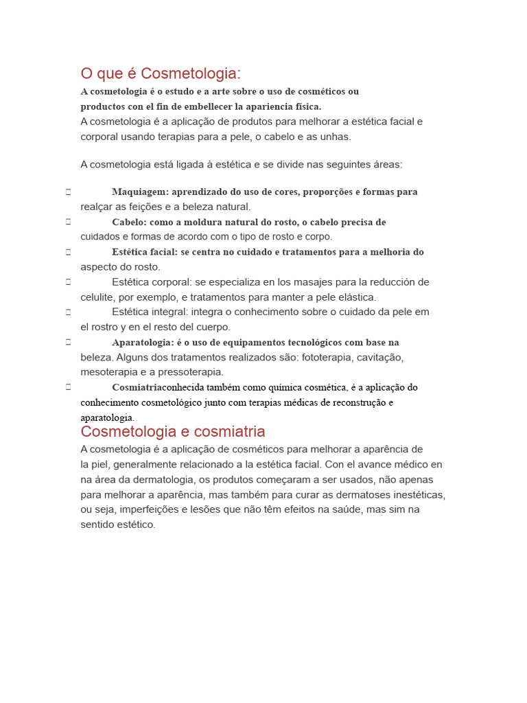 O Que É Cosmetologia | PDF
