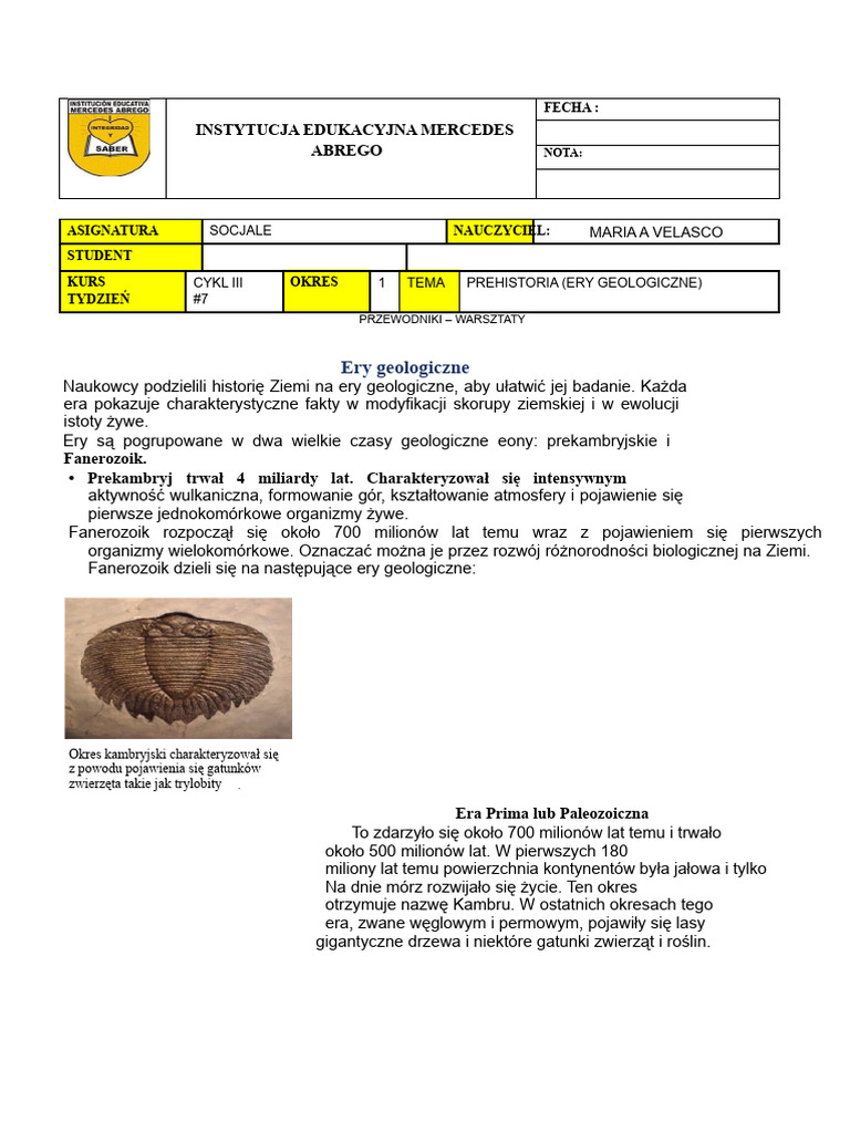 Socjale Prehistoria Epoki Geologiczne 2 | PDF