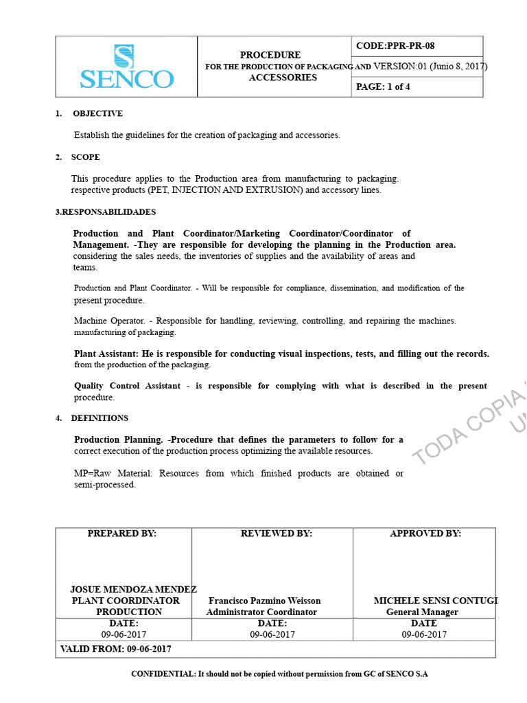 Packaging Production Procedure Guide | PDF | Secondary Sector Of The ...