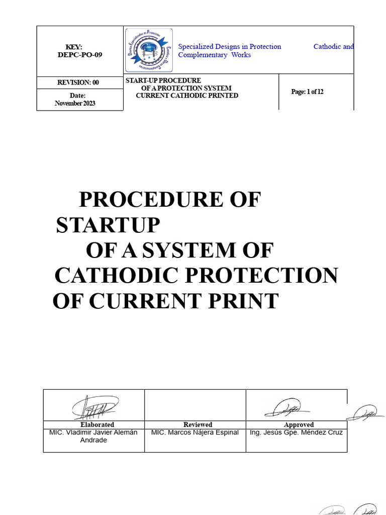 Pre-Startup Procedure of A Impressed Current Cathodic Protection System ...