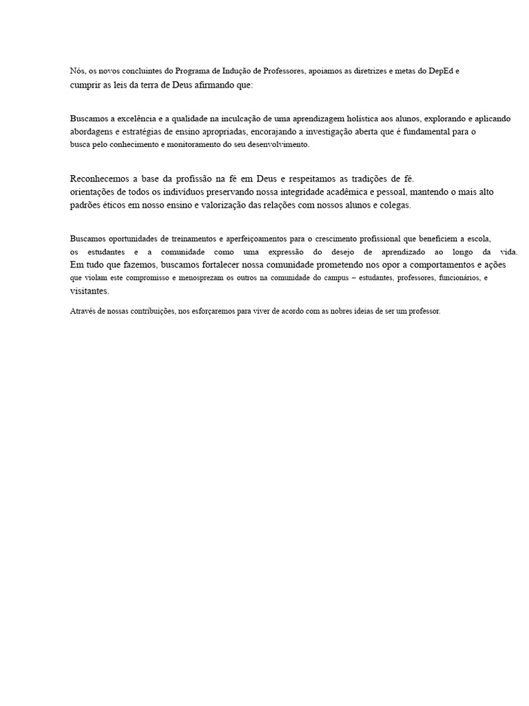 Compromisso dos Novos Professores com a Excelência | PDF