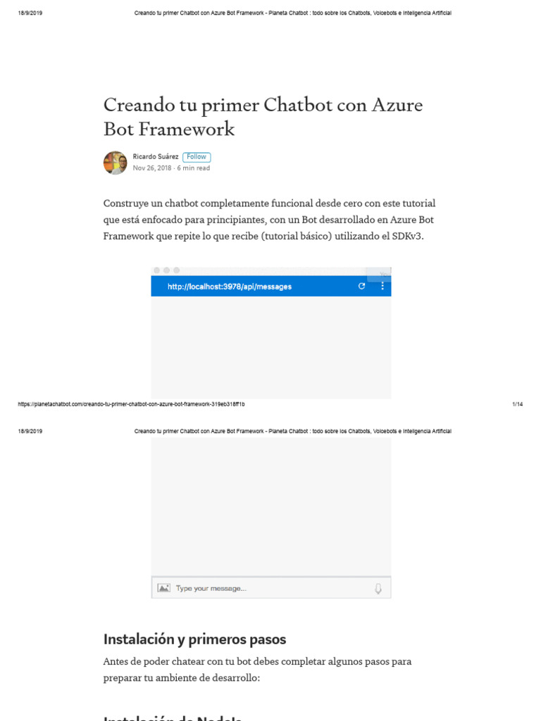 Creando Tu Primer Chatbot Con Azure Bot Framework | PDF | Internet Bot ...