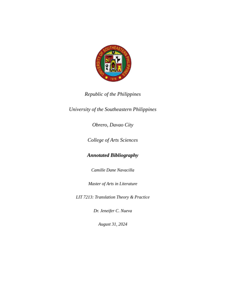 Annotated Bibliography on Mindanao Translation Studies | PDF ...
