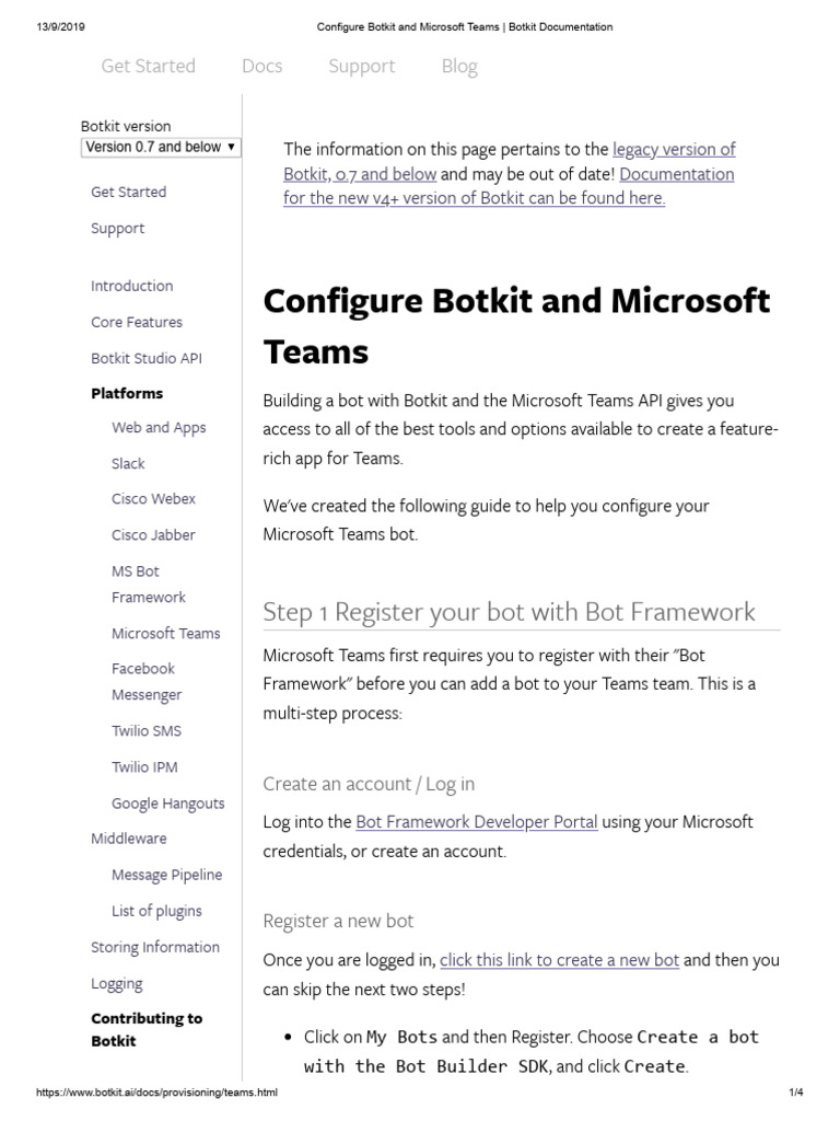 Configure Botkit and Microsoft Teams _ Botkit Documentation | PDF ...