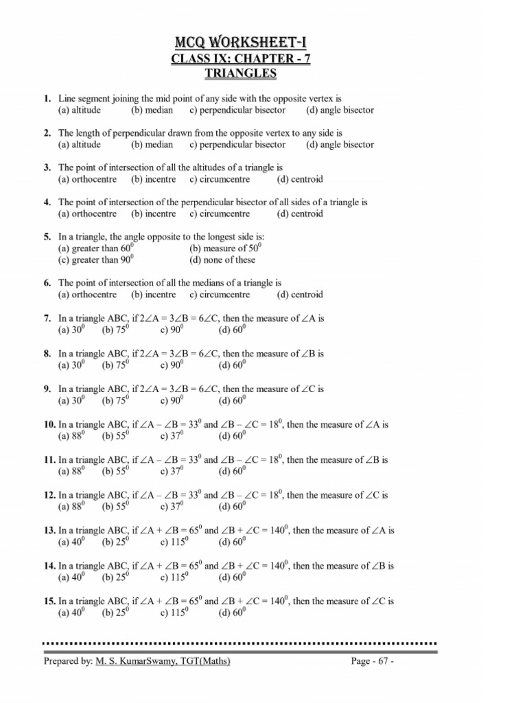 Triangle Worksheet | PDF