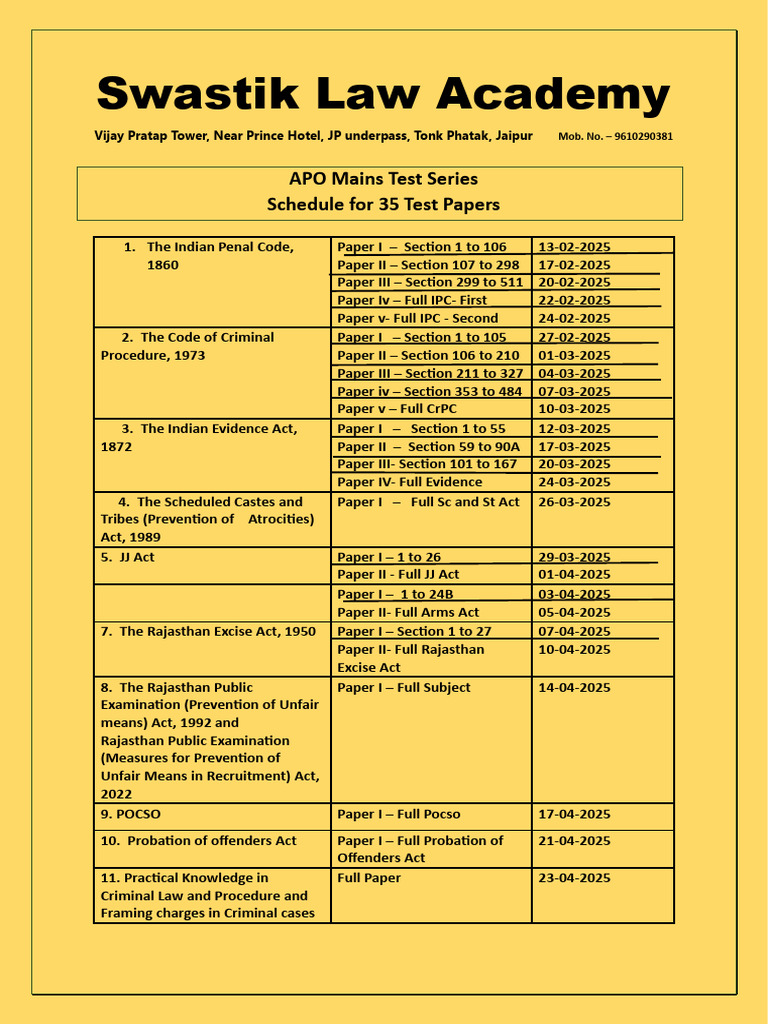 APO Mains Test Series Schedule 2025 | PDF | Chess Openings | Chess