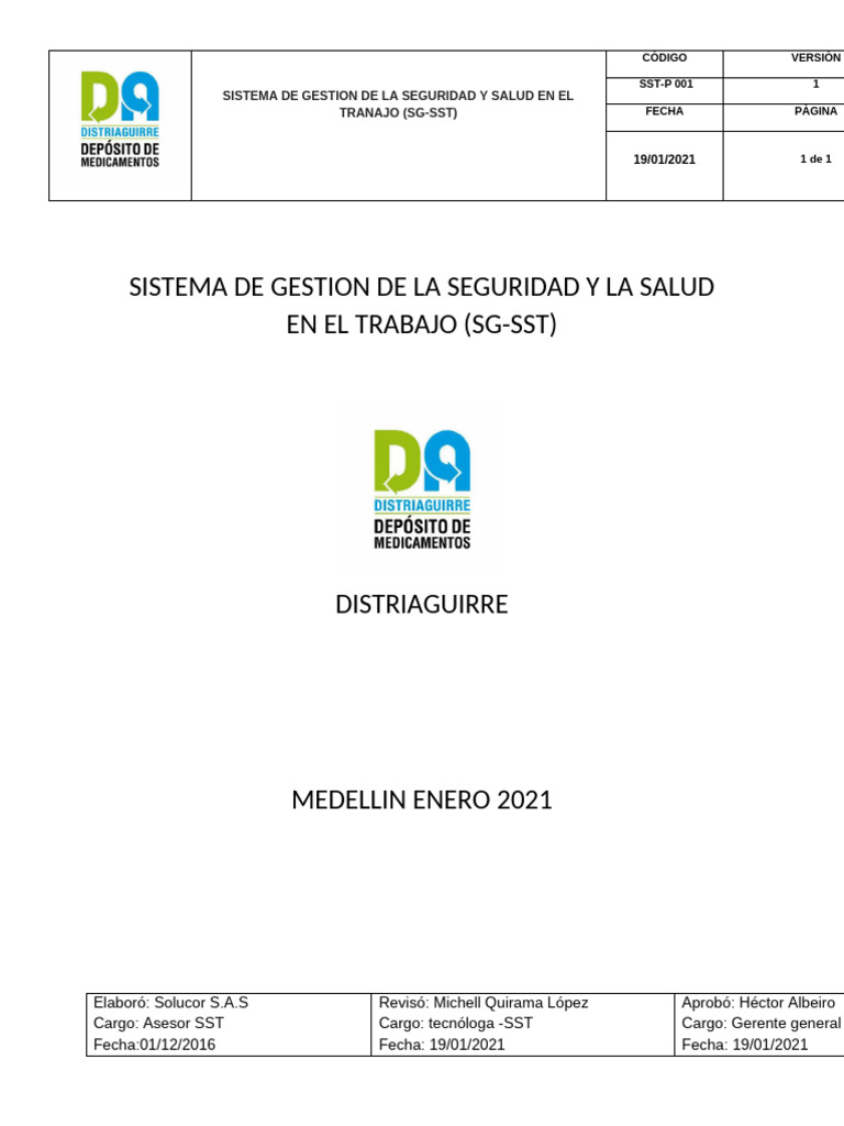 Sistema de Gestion de La Seguridad y La Salud en El Trabajo | PDF ...