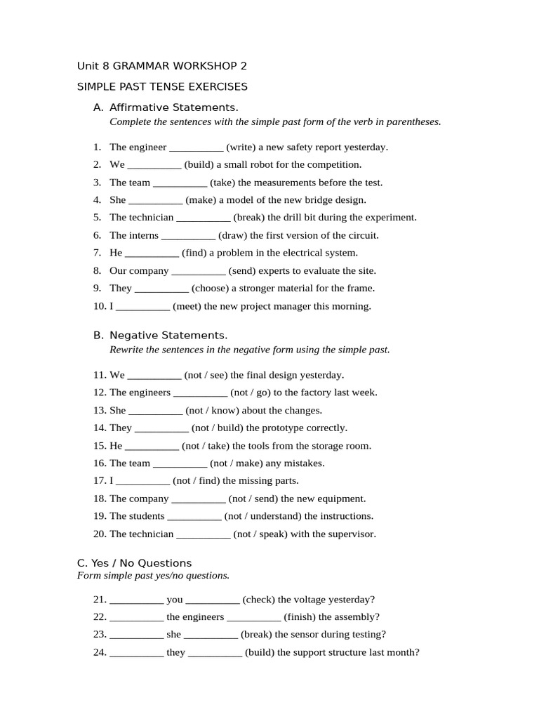 Unit 8 Grammar Workshop 2 | PDF