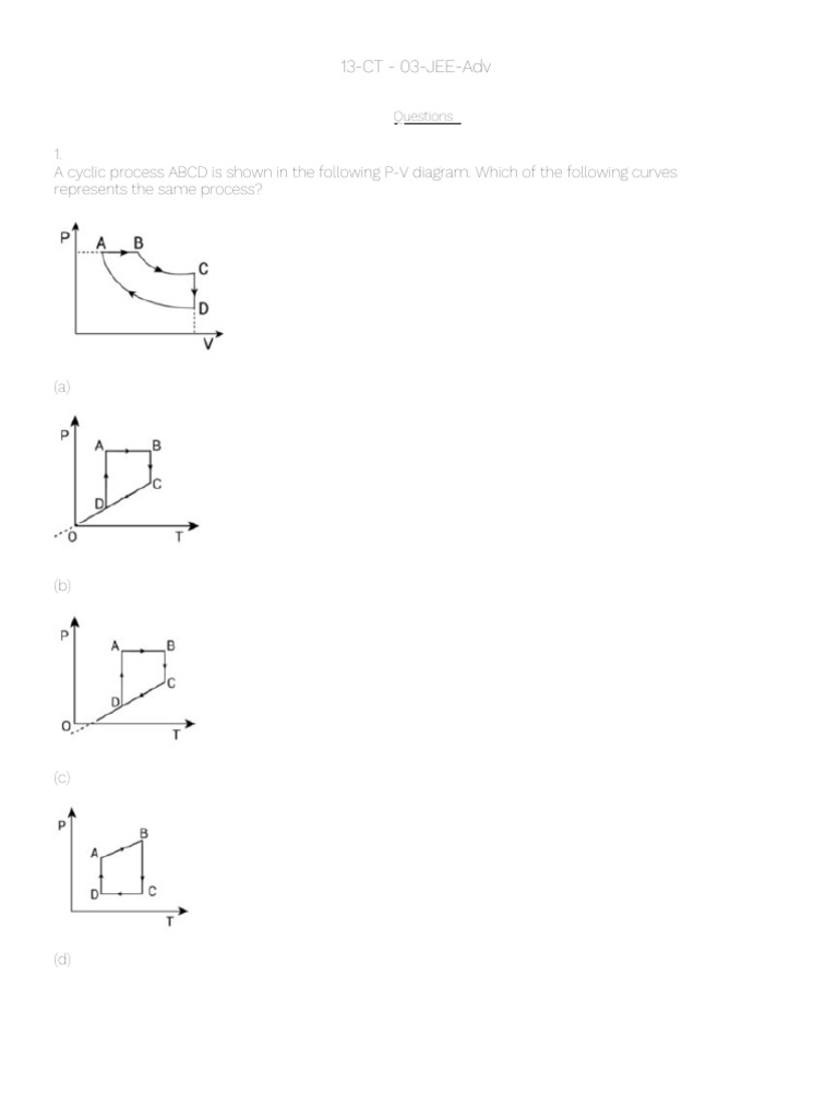 JEE Advanced Physics Questions Guide | PDF | Gases | Temperature
