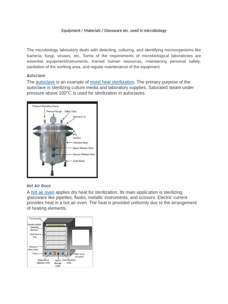 Essential Microbiology Lab Equipment Guide | PDF | Sterilization ...