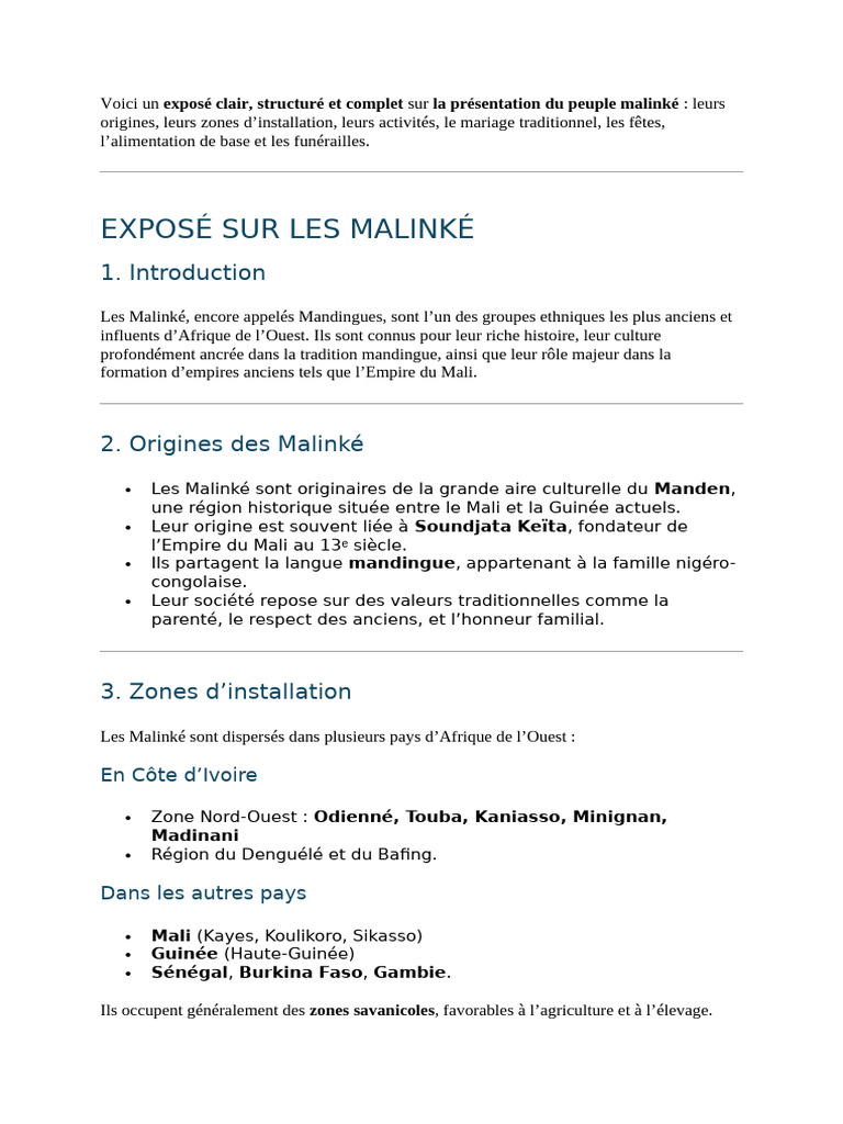 Culture et traditions des Malinké | PDF | Mali