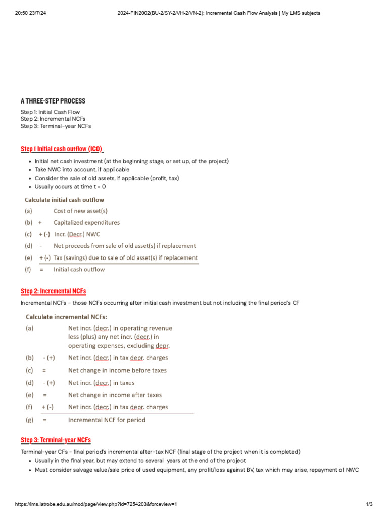 Incremental Cash Flow Analysis Guide | PDF | Net Present Value | Business