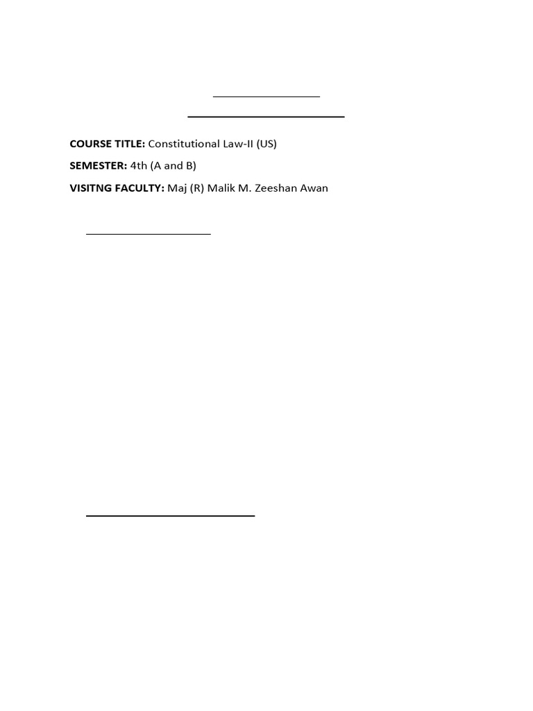 Constitutional Law II Syllabus - US | PDF | United States Bill Of ...