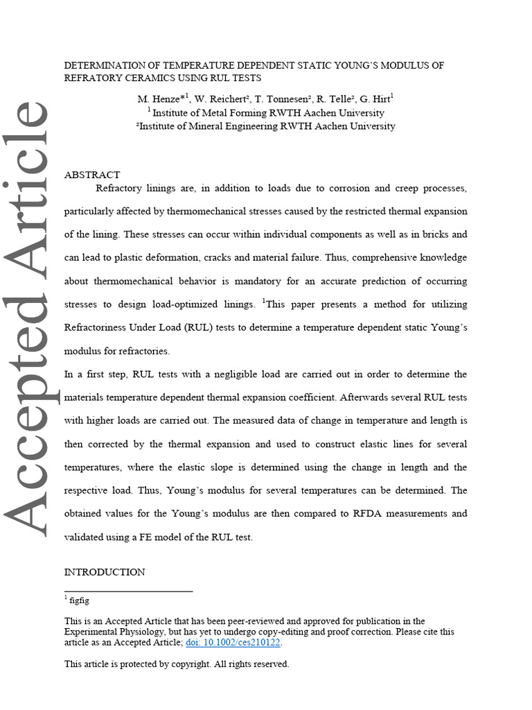 Determination of Temperature Dependent Static Youn | PDF | Young's ...