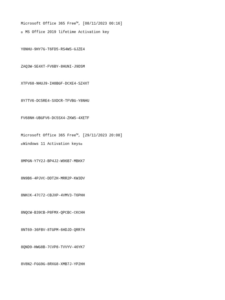 Microsoft Office & Windows Activation Keys | PDF | Windows 10 | Windows ...