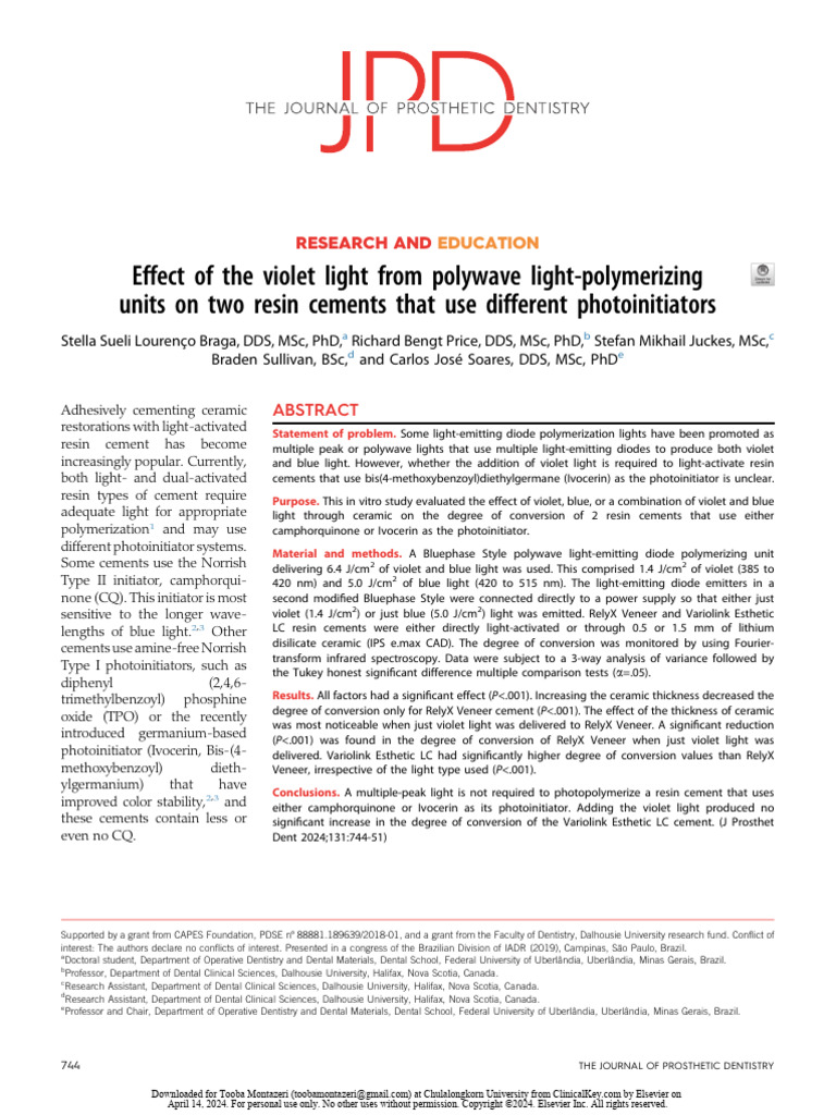 Effect of The Violet Light From Polywave Light-Polymerizing Units On ...