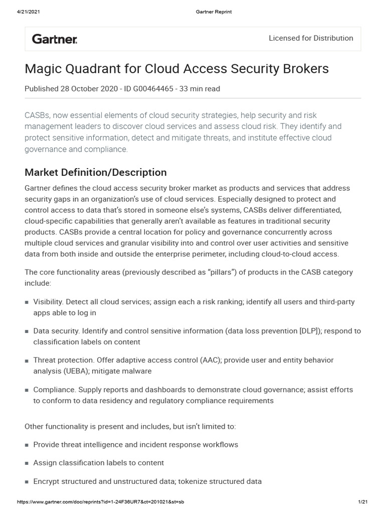 MQ Cloud Access Security Brokers, 2020 | PDF | Cloud Computing ...