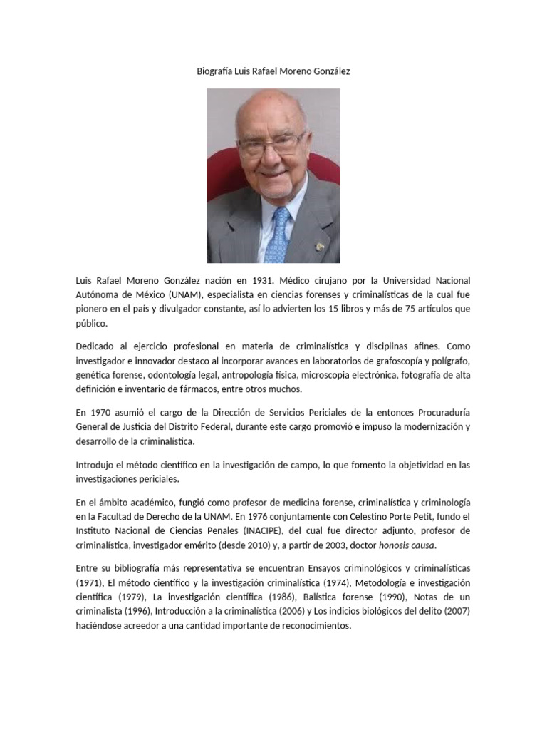 Biografía de Luis Rafael Moreno González | PDF | Ciencia forense | México