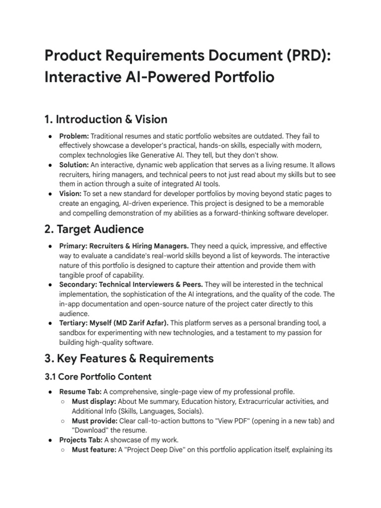 AI-Driven Interactive Developer Portfolio | PDF | Résumé | Artificial ...