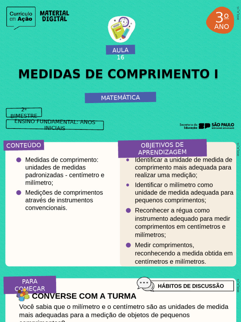 Mat - Medidas de Comprimento I | PDF | Metro | Medição